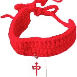 Strick Halstuch katzenschal Cat Collar Blumen-Katzenhalsband Welpe Winterkragen Krawatte dekoratives Haustierhalsband schickes Katzenhalsband Wolle rot SEWOART