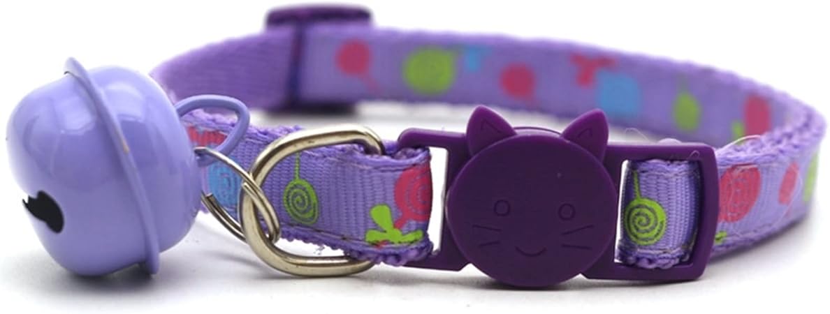 HCHGJKN Basic Dog Collars Breakaway Cat Collar with Bell Love Pattern Fixed Adjustable Safety Kitten Collars Heart-Shaped Nylon Stripes for Cats, Puppies (Blue)