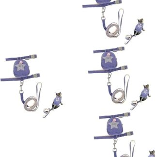 Sosoport 4 Stück hunderucksack Leine klein verstellbare Katzenweste Kätzchen ausbruchsicheres Geschirr einfach zu bedienendes Katzengeschirr Haustier Seil Brustgurt Kettenblatt Nylon