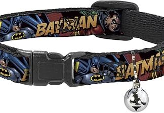 Breakaway Batman Robin in Action Cat Collar, 8-12 inch, 1/2 inch Wide, Burgundy