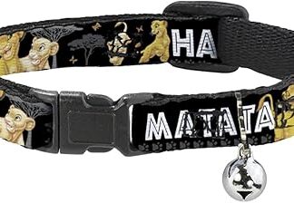 Buckle-Down BAC-WDY046-NM Lion King Simba Nala Hakuna Matata Cat Collar, Multi-Colour, 1/2" Wide, Fits 8-12" Neck, Medium