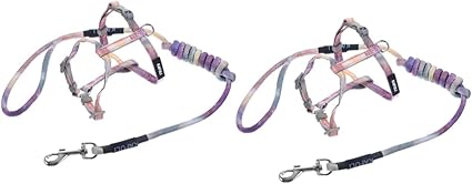 Mipcase 2 Pieces Small Cat Attachment to Foot Escape for Tie Cats Vest Jacket Pull Lead Running Gradient Puppy Large Adjustable Proof Conting Pet Dog Harness