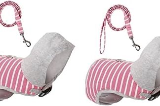 Ipetboom Cat Jumper 2 Pieces Pet Jumper Summer No Pet Harness Lead Puppy Pet Accessories Pet Harness Outdoor Vest Jacket Puppy Cat Harness Pure Cotton Pink