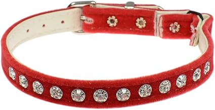 Evans Collars Jeweled Cat Safety Collar with Elastic, Size 10, Velvet, Red