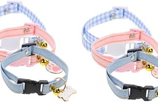 minkissy 6 Pcs cat collar cat training collar dog collar bell dog handkerchief kitten collar with bell Dog training Collars cat bowtie collars pet collars cat chain cotton polyester puppy