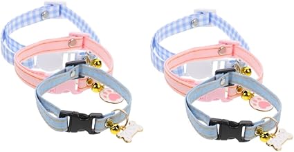 minkissy 6 Pcs cat collar cat training collar dog collar bell dog handkerchief kitten collar with bell Dog training Collars cat bowtie collars pet collars cat chain cotton polyester puppy