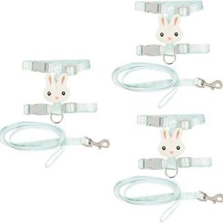 BCOATH 3 Piece Walking Harness Adorable Cartoon Vest Pets Creative Safety Belt - Safe Escape Comfortable Cats No Jacket Harness Collars Green