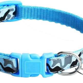 Bodhi200 0 Dog Cat Camouflage Print Collars Breakaway with Bell Cute Puppy Kitten Adjustable Buckle Collars Neck Strap Pet Supply Blue