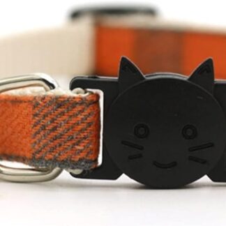 HCHGJKN Basic Dog Collars Pet Cat Dog Safety Plaid Cat Collar Buckles with Bell Adjustable Cat Buckle Collars Suitable Kitten Puppy Accessories Supplies (4)