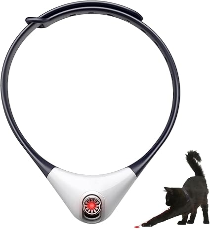 Electric Intelligent Collar for Kittens, Portable Interactive Cat Toy, Fun Automatic Cat Collar Toy with LED Lights, Pets Cats Exercise Toy (Black)