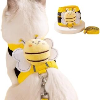 EBLIN Adjustable Cartoon Cute Cat Harness, Escape Proof, Cat Harness with Lead Set, for Chest Harness for Cats, Kittens, Dogs, Puppies Q2 (Yellow, S)