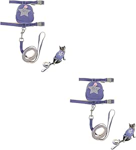 Pack of 2 Dog Backpack Lead Cat Adjustable Lead Harness Traction Lead Kitten Adjustable Harness Adjustable Cat Vest Pet Rope Chest Strap Chainring Nylon