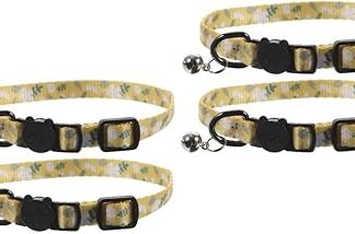 minkissy 4 Pcs cat collar small dogs collar puppy breakaway collar girl cat id collars breakaway dog collar rabbit break collar cartoon cat bell collars adjustable polyester decorate