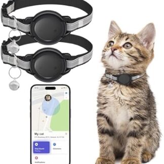 Cat Tracker (2 Pack) GPS Tracker for Cats No Monthly Fee Works with Apple Find My (iOS Only) GPS Tracker with Breakable Collar for Cats