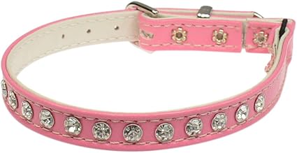 Evans Collars Jeweled Cat Safety Collar with Elastic, Size 10, Vinyl, Pink