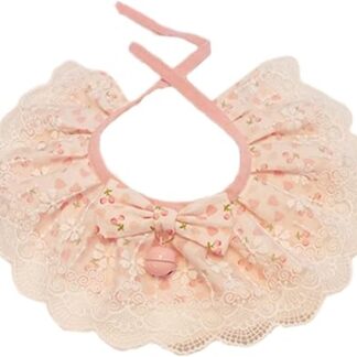 Pet Lace Collar Bib Neckerchief Cat Collar with Small Bell Charm Adjustable Necklace Kitten Puppy Collars