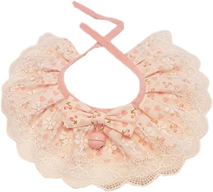 Pet Lace Collar Bib Neckerchief Cat Collar with Small Bell Charm Adjustable Necklace Kitten Puppy Collars