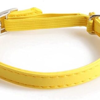 HCHGJKN Basic Dog Collars Safety Leather Cat Collar with Elastic Band and Bell for Small Pets Blue Red Orange Lime Green