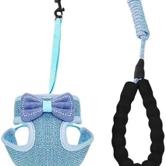 Cat Harness and Leash Set Escape Proof Cat Kitten Vest Harness with Lead Comfortable Cat Walking Cat Lead Soft and Adjustable for Puppies Rabbits Light Blue