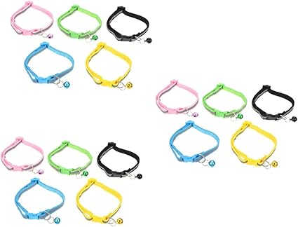minkissy 15 Pcs cat collar reflective pet collar pet kitten collar cat safety collar puppy safety collar dog bibs dog collar puppy collar adjustable collar the cat neck ring nylon