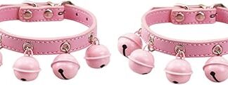 POPETPOP 2 x Bell Collar for Pets, Puppy Lead, Cat Collars with Buckle, Breakaway Puppy Bell Strap, Cat Lead Harness, Breakable Cat Collar, Drawstring Body