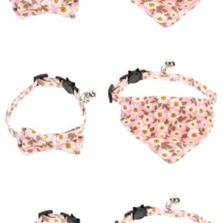 BESPORTBLE Pack of 6 Cat Collar Cat Tie Pet Collar with Photo Kitten Collars Bandana Scarf Cats Christmas Cat Clothing Kitten Tie Cat Bow Tie Collar Cotton Pink