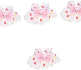 minkissy 4 Pieces Cat Collar Lace Pet Chihuahua Dresses Female Puppy Lace Collar Girl Dog Cape Chihuahua Birthday Suit Cat Lace Collar Harnesses & Leashes Dog Bowknot
