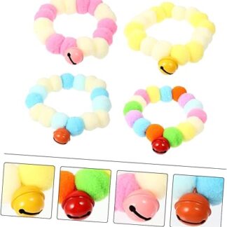 TOGEVAL Pack of 4 Pet Cat Collar Safety Puppy Collar Cat Plush Ball Collar Cat Clothing Cat Clothing Puppy Plush Ball Collar Necklace with Cat Collar Wool