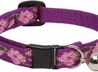 LupinePet Originals 1/2" Rose Garden Cat Safety Collar with Bell, 8-12"