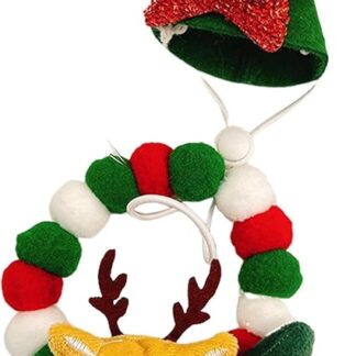 Elastic Plush Ball Cat Collar, Cat Pom Pom Collar With Hat, Elk Scarf Hat Collar, Beaded Puppy Costume Collar, Dog Costume Collar, Ball Pet Collar, Puppy Costume Collar For Dog, Puppy, Pets, Rabbit