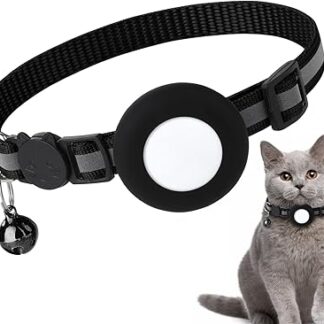 Cat Collar, Air Tag Cat Collar, Adjustable Cat Collar, Anti-Lost Cat Tracking Collar, Suitable for Cats, Kittens and Small Dogs (Black)