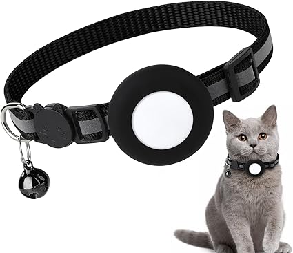 Cat Collar, Air Tag Cat Collar, Adjustable Cat Collar, Anti-Lost Cat Tracking Collar, Suitable for Cats, Kittens and Small Dogs (Black)