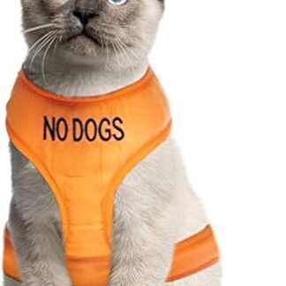 Dexil Colour Coded Cat Harness Warning Alert Vest Padded and Water Resistant Orange NO DOGS (L-XL)