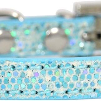 FNSK Shiny Diamond Rhinestone Harness Cat Collar Puppy Baby Dog Cat Collar Leather Strap Kitten Accessories Puppy Collar (Color : SkyBlue 2, Size : M)