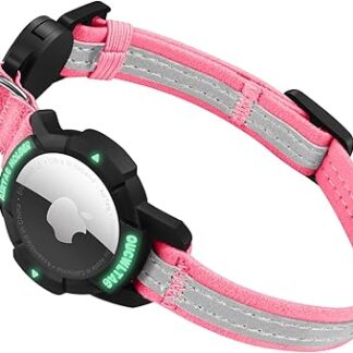AirTag Breakaway Cat Collar, Reflective GPS Cat Collar with Luminous Apple Air Tag Holder, Cat Tracker Collars with Safety Rubber Band for Girls, Boys, Cats, Kittens and