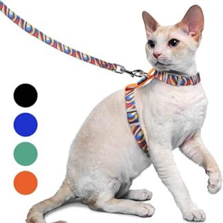 Supet Cat Harness and Lead, Escape Proof Cat Vest for Small Large Cats, Adjustable Cat Collars, Harnesses and Leashes for Walking, Lightweight Kitten Harness, Orange