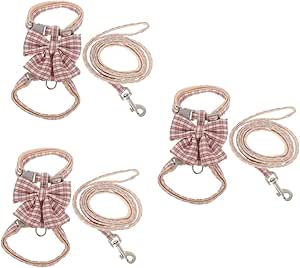 YARNOW 3 Sätze Katzenleine Katze Verstellbares Geschirr Katzengeschirr Ausbruchsicher Katzenregale Sicherheitsweste Für Katzenfahrzeuge Katzengeschirr Und Leine Welpenseil Polyester Rosa