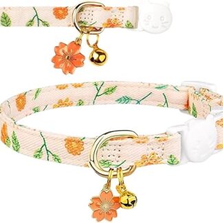 Mlllokfki Cat Collar with Bells Cute Flower Pendant Break Away Collar Adjustable Breakaway Collar, Small Boy Cat Collars, Outdoor Pet Collar for Pet Supplies