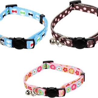 minkissy 3Pcs pet cat collar christmas cat tie small collar puppy bell collar pet safety collar christmas cat collars dog collars for puppies kitten collar bell shaped nylon safety buckle