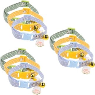 minkissy 9 Pcs Cat Collar Female Dog Collar Cotton Dog Collar Kitten Collar Jewelry Accessories Breakaway Dog Collar Adjustable Cat Dog Collar Bell Cotton Polyester Cats and Dogs Cat Bell