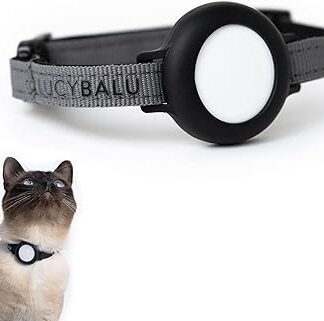 LucyBalu® Premium AirTag Cat Collar, Tear-Resistant Nylon Collar for AirTag, AirTag Collar for Cats, Cat Tracker, Compatible with Apple AirTag, Size Adjustable Nylon Strap, Anthracite