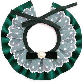 LtuzPet Pet Bib Dog Cat Collar Lace Bib Scarf Necklace Rabbit Neck Scarf with Bow Tie Bell Ornament for Pet Costume Supplies