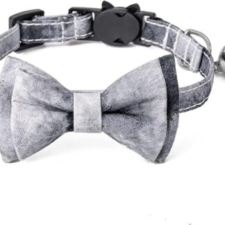 HCHGJKN Basic Hundehalsbänder Bowtie cat Collar Breakaway mit Glocke Casual blau Farbe Krawatte gefärbt einstellbare Sicherheit kätzchen Kragen Fliege for Haustier und welpen(Black)