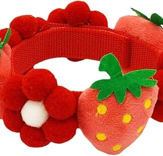 minkissy Strawberry Blossom Item small puppy collar cute dog collar neck tie for holiday kitten collar holiday cat collar tiny dog collar Flower Strawberry Cat Collar Christmas props cotton