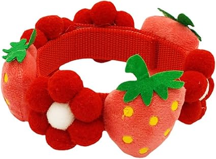 minkissy Strawberry Blossom Item small puppy collar cute dog collar neck tie for holiday kitten collar holiday cat collar tiny dog collar Flower Strawberry Cat Collar Christmas props cotton