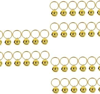Ipetboom Pack of 42 Rings Pendants Jingle Making Hanging Sleigh Cat Decor Chimes Pets Gold Cats Brass Pet Wind Golden Dog Ornament Key Small Crafts Charm Kitten DIY Ring Collar Open Loud