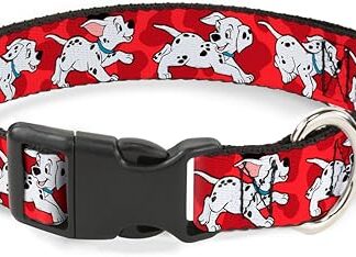 Buckle Down Dalmatians Running/Paws Red/White/Black Disney Ridey Plastic Clip Collar