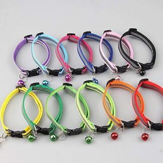MoonyLI Reflective Dog Collar, Nylon Breakaway Cat Collars, Adjustable Dog or Cat Collar, Pet Collar, with Bell, Pack of 12