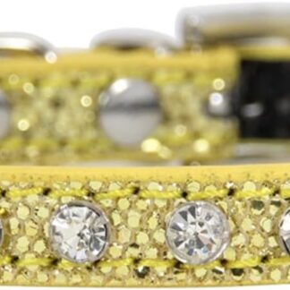 FNSK Shiny Diamond Rhinestone Harness Cat Collar Puppy Baby Dog Cat Collar Leather Strap Kitten Accessories Puppy Collar (Color : Gold, Size : L)