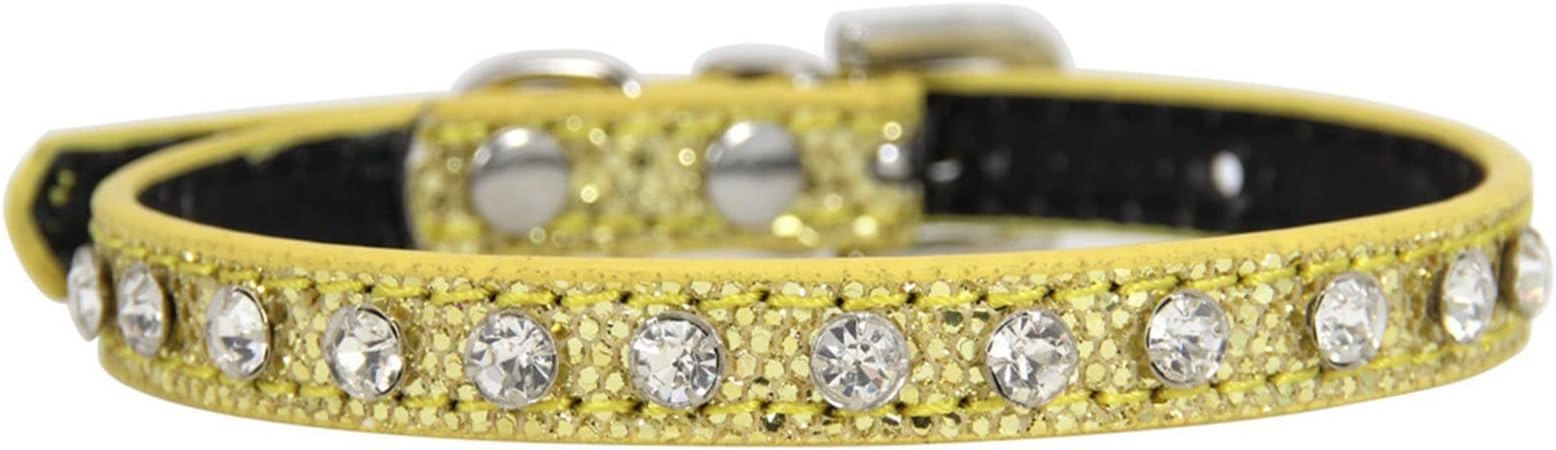 FNSK Shiny Diamond Rhinestone Harness Cat Collar Puppy Baby Dog Cat Collar Leather Strap Kitten Accessories Puppy Collar (Color : Gold, Size : L)